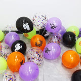 62PCS Halloween Balloon Set Black Orange Purple Green Confetti Balloons for Kids Party Decor
