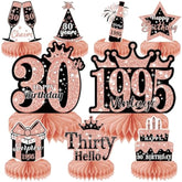 9Pcs 30Th Birthday Decorations Honeycomb Centerpieces For Women, Rose