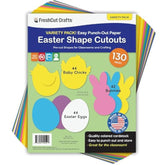 130 Pieces Eggs, Baby Chicks & Bunny Punch Out Paper Cutouts For Easter Decorations, 2-Sided Us Made Card Stock Cutouts For Easter Crafts, Spring Party, Bulletin Boards, Classroom Decor