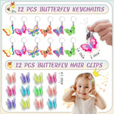144 Pcs Butterfly Party Favors Set With Butterfly Straws Keychains Slap Bracelet Tattoo Stickers Wristbands Hair Clips Goodie Bags Butterfly Party Supplies Butterfly Birthday Decorations