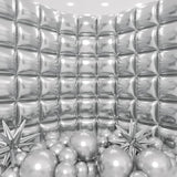 129pcs Metallic Silver Square & Garland Balloons Kit for Party Backdrop Decor