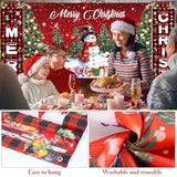 Merry Christmas Banners With 3 Pcs 71"X 43" Christmas Backdrop And Porch Signs Hanging Ribbon, Indoor & Outdoor Christmas Decorations For Home Wall/Front Door/Yard, Party, Photography