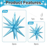 9pcs Light Blue Star Foil Balloons 27/22in for Birthday Wedding & Party Decor