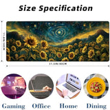Starry Night Sunflower Gaming Mouse Pad Extended Desk Computer Keyboard Laptop Cosmic Floral Mouse Pads For Home Office Work, Large Long Desk Mat Mousepad With Non-Slip Rubber Base 31.5×11.8Inch