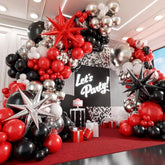 Red Black White Balloon Arch Kit with Silver Confetti Balloons for Party Decor