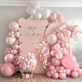 134 PCS Pastel Pink & White Balloon Arch, Coquette Bow Garland for 1st Birthday