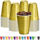 Gold Plastic Cups, 12 Oz Disposable Cups, Reusable Party Supplies (40 Count)