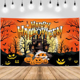Halloween Backdrop Banner 72x44 Inch Scary Pumpkin Happy Halloween Party Outdoor