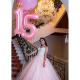 40" Pink Crown Number 1 Balloon – Princess 1st Birthday Decorations