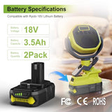 2Pack 18V Replacement Battery For Ryobi 18V Lithium Battery 3.5Ah P102 P103 P105 P107 P108 P109 With P117 Ryobi Battery Charger