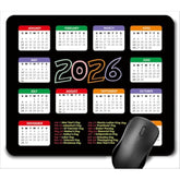 2026 Calendar With Holiday Mouse Pad, Gaming Rectangle Mousepad For Computer Laptop Desk Mat,Cute For New Year Office Accessories (9.5 X 7.9 Inch) - Black