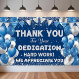 We Appreciate You Banner Backdrop Large Blue Silver Photo Booth Backdrop Employee Thank You Banner Employee Appreciation Decor for Teachers Nurses Graduations Staff Recognition Events