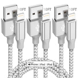 10FT Long Cable Compatible with iPhone 13/12/11 Pro Max/XS MAX/XR/XS/X/8/7/Plus/6S - 3 Pack
