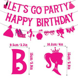 Hot Pink “Let’s Go Party” Birthday Banner for Women & Girls