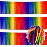 3 Pack 10 Ft Dark Rainbow Foil Fringe Garland Metallic Streamers Tinsel Banner Wall Hanging Garland Backdrop For Parade Floats, Halloween, Christmas, Thanksgiving, New Year Party Decorations