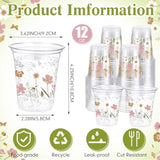 60 Pcs Flower Spring Summer Disposable Cups 16 Oz Floral Wildflowers Plastic Drinking Cups For Summer Spring Birthday Baby Shower Party Supplies(Boho)