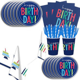 141-Piece Dark Blue Party Supplies for Baby Shower or Birthday for 20 Guests