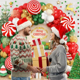 167PCS Christmas Balloon Garland Arch Kit, Red Green White Gold Balloons Arch Kit with Large Candy Cane Swirl Mylar Foil Balloons Xmas Party Garland Balloons, Rich for Christmas Party Decorations