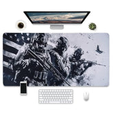 Military Gaming Mouse Pad, Extended Xxl Desk Mat With American Flag Design, 31.5 X 15.7 Inches, Non-Slip Base, Black And White