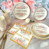 242PCS Floral Girl Baby Shower Decor Set with Tableware, Banner & Balloons