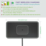 Wireless Charger Car Charging Pad 15W Wireless Phone Charger Fast Non Slip Cell Phone Cordless Charging Mat Compatible With Iphone 11/12/12/14/15 Galaxy S21/S22/S23/24 Note10(C1Pro 30Cm Cable)