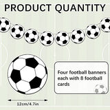4 Pieces Soccer Party Decorations Include Banner Garland Bunting Banners with 32 Pcs Football Pattern Decoration Cards Football Party Supplies for Soccer Fans Birthday Decor