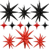 12 Pcs Black Red Star Foil Balloons 22-27 Inch Party Decorations