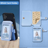 RFID Blocking Stick-On Leather Phone Wallet Card Holder Sky Blue