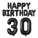 Happy Birthday Balloon Banner 40 Inch 30 Balloon Number 16 Inch Happy Birthday Letters Balloons Black Foil Mylar Balloons For Women And Man 30Th Birthday Decorations Party Supplies