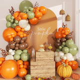 139PCS Fall Balloon Arch Kit with Orange Brown Green White Balloons for Autumn