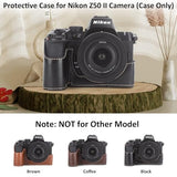 Case For Nikon Z50 Ii Camera, Pu Leather Z50 Ii Half Protective Case With Opening Bottom And Hand Grip Design - Retro Style Black