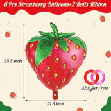 6Pcs Strawberry Foil Balloons Sweet Fruit Birthday Party Decorations