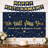 Retirement Party Decorations, Blue Gold We Will Miss You Backdrop Set