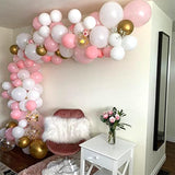 Pink White Gold Balloons 12" — Pastel & Confetti Set for Girls’ Party Decor