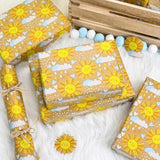 Kraft Baby Shower Wrapping Paper, Recyclable Sunshine, Cloud & Heart Design Baby Gift Wrap Paper For Children Birthday, Party, Holiday, Cute Wrapping Paper Mini Roll (17 Inch X 33 Feet)