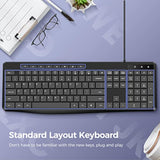 Wired Keyboard,Quiet Keyboard,Multimedia Usb Computer Keyboard,Silent Keyboardwith Low Profile Chiclet Keys,Large Number Pad,Spill-Resistant,Anti-Wear Letters,Full Size Keyboardfor Laptop,Desktop