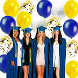 20pcs Blue & Yellow Graduation Balloons – Class of 2025 Party Decor, Birthday, Michigan Theme