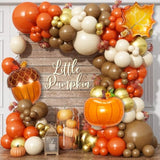 146PCS Fall Thanksgiving Balloon Arch Kit with Orange Gold Pumpkin Balloons
