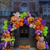 153Pcs Halloween Balloon Arch Kit - Ghost, Pumpkin, Candy & Black Orange Green Purple