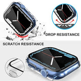 2 Pack Case Compatible with Apple Watch Series 9/8/7 41mm with Tempered Glass Screen Protector and Hard PC Overall Protective Cover - Transparent