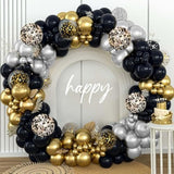 160Pcs Glod Sliver Black Confetti Balloons Arch Garland Kit For Birthday Graduation Baby Shower Wedding Party Supplies Decoration (Gold Silver Black)