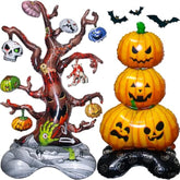 2Pc Extra Large Halloween Foil Balloons – Pumpkin & Dead Tree Decorations