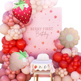 167Pcs Strawberry Balloon Arch Kit with Red & Pink Balloons for Baby Shower Birthday