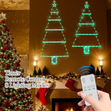 2 Pcs Christmas Tree Ladder Lights With Remote, 3 Ft & 2.4 Ft Window Wall Hanging Lights With Timer & 8 Modes, Led Chris