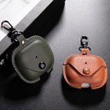 Leather Wireless Charging Case for Airpods 4th Generation with Keychain, Stylish Retro Design, Front LED Visible, Brown