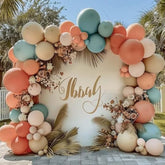Dusty Pink & Blue Balloon Arch Kit: Boho Baby Shower Decor