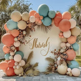 Dusty Pink & Blue Balloon Arch Kit: Boho Baby Shower Decor