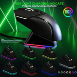 Mouse Charging Dock Compatible With Razer Gaming Mouse Viper Ultimate Naga Pro Deathadder V2 Pro And Basilisk Ultimate Magnetic Charging Rgb Lights Status Indicator Gecko Feet (Rgb)