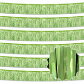 6 Pack 10 Ft Light Green Foil Fringe Garland Metallic Streamers Tinsel Banner Wall Hanging Garland Backdrop For Parade Floats, Halloween, Christmas, Thanksgiving, New Year Party Decorations