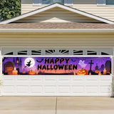 Happy Halloween Banner 120x20in with Ribbon Purple Outdoor Yard Porch Garden Party Backdrop Decor